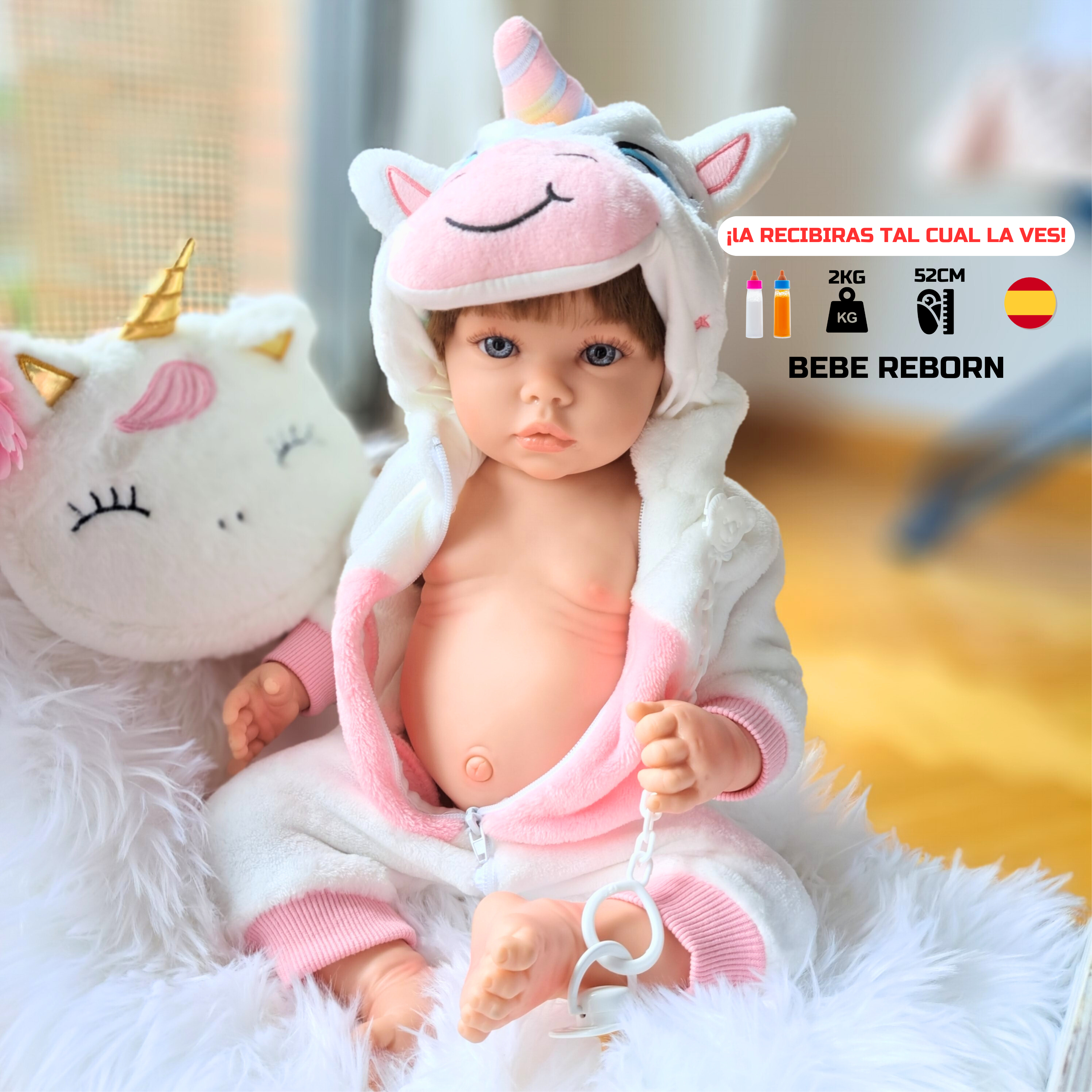 Bebe Reborn April Reborn Doll - 52 cm e 2 kg - CORPO COMPLETO IN VINILE IN SILICONE e WATHABLE 