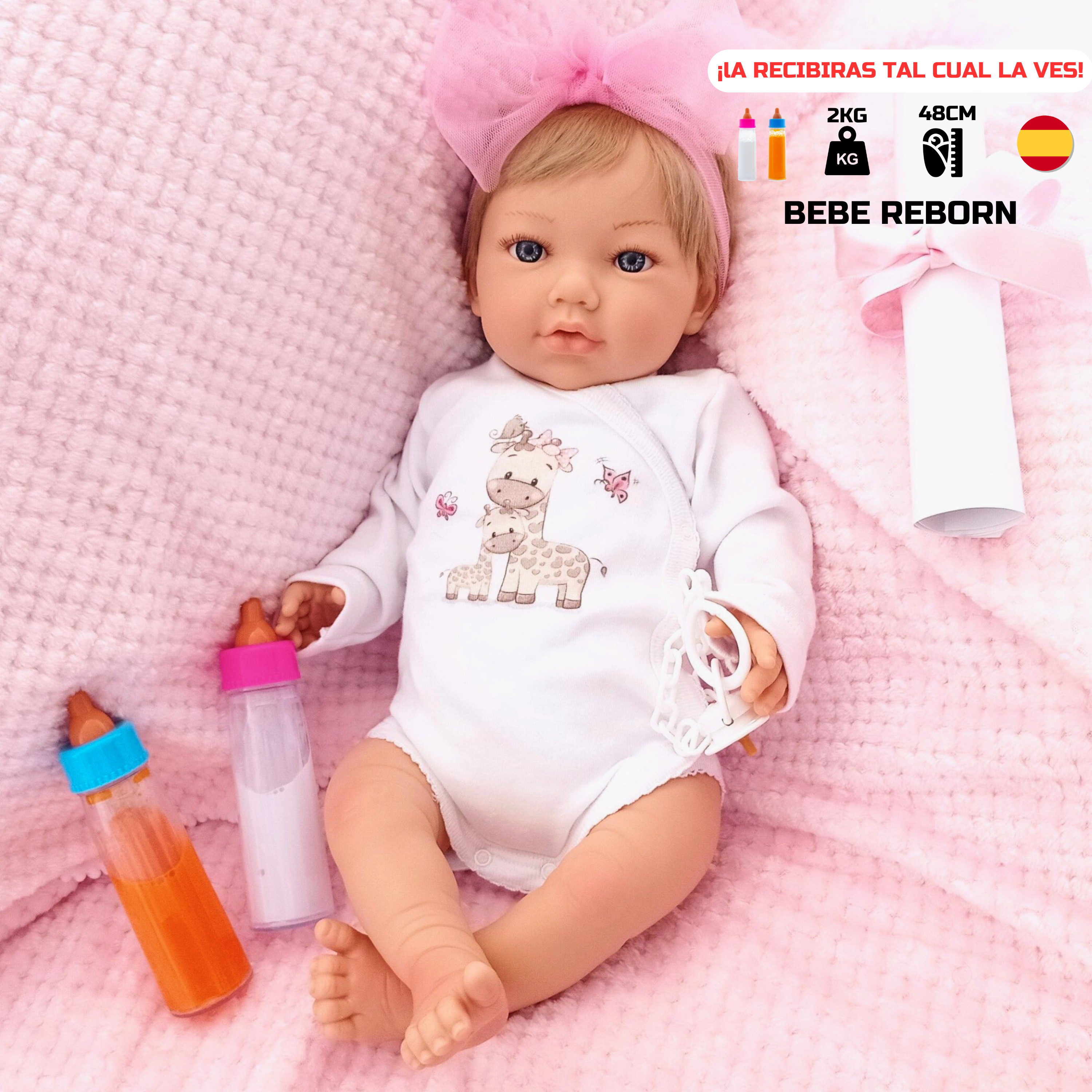 Bebe Reborn Muñeca Reborn Alma - 48CM y 2KG - VINILO SILICONADO y EFECTO CAIDA CABEZA