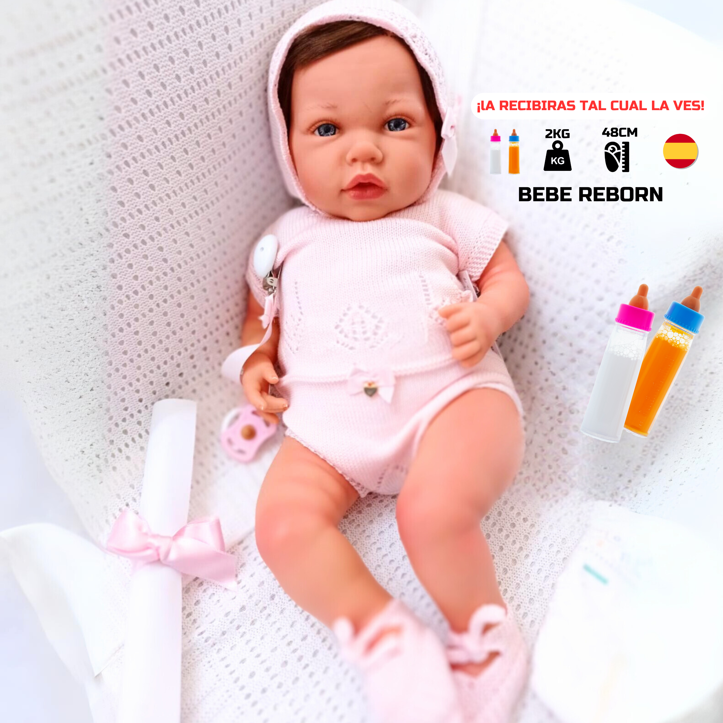 Muñecas Reborn Bebe Reborn Aura - VINILO BLANDO, VENITAS y Con Ropa Hecha a Mano