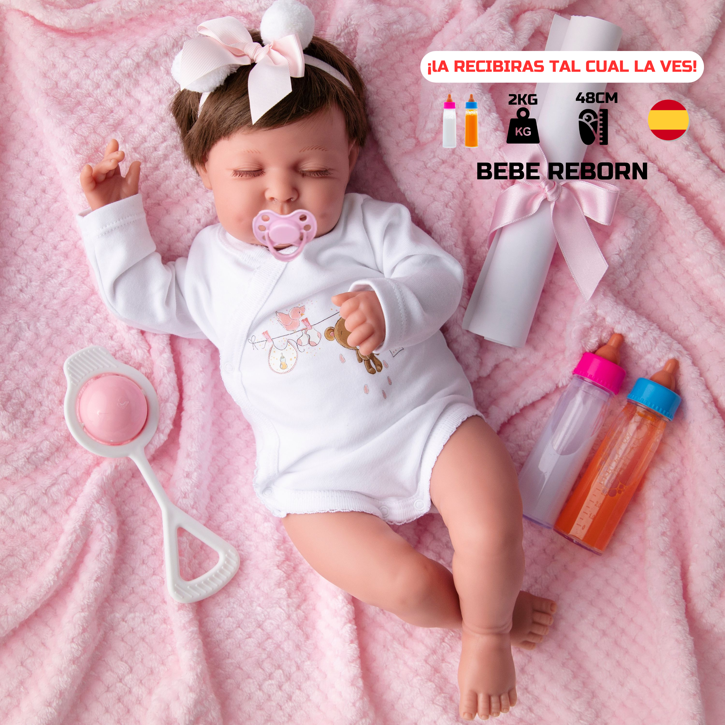 Bebe Reborn Estrella Reborn Doll 48CM and 2KG MAGNETIC PACIFIER SILICONE VINYL HEAD DROP WITH HAIR AND CLOSED EYES