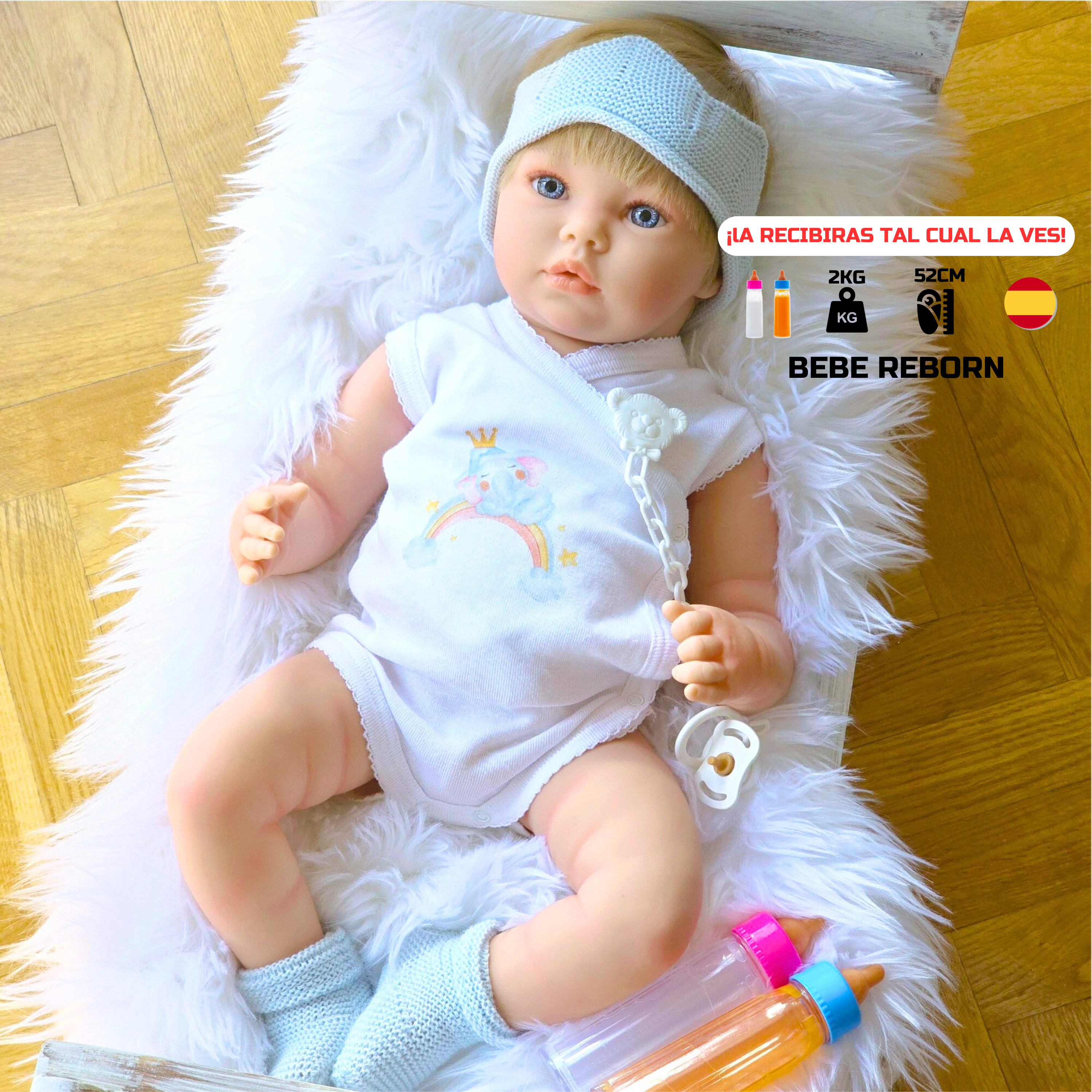 Bebe Reborn Muñeca Reborn NIÑO - GABRIEL 52CM y 2KG - CUERPO COMPLETO DE VINILO SILICONADO y BAÑABLE