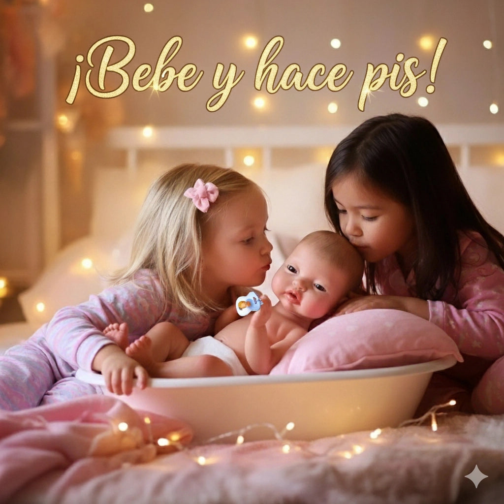 Bebé reborn de Silicona Platino Adriana - Sistema Líquidos (BEBE 🍼 y HACE PIS 💦), Pelo Pintado, Pintada a Mano y Bañable -  Mide 44 cm y pesa 2.5 Kg