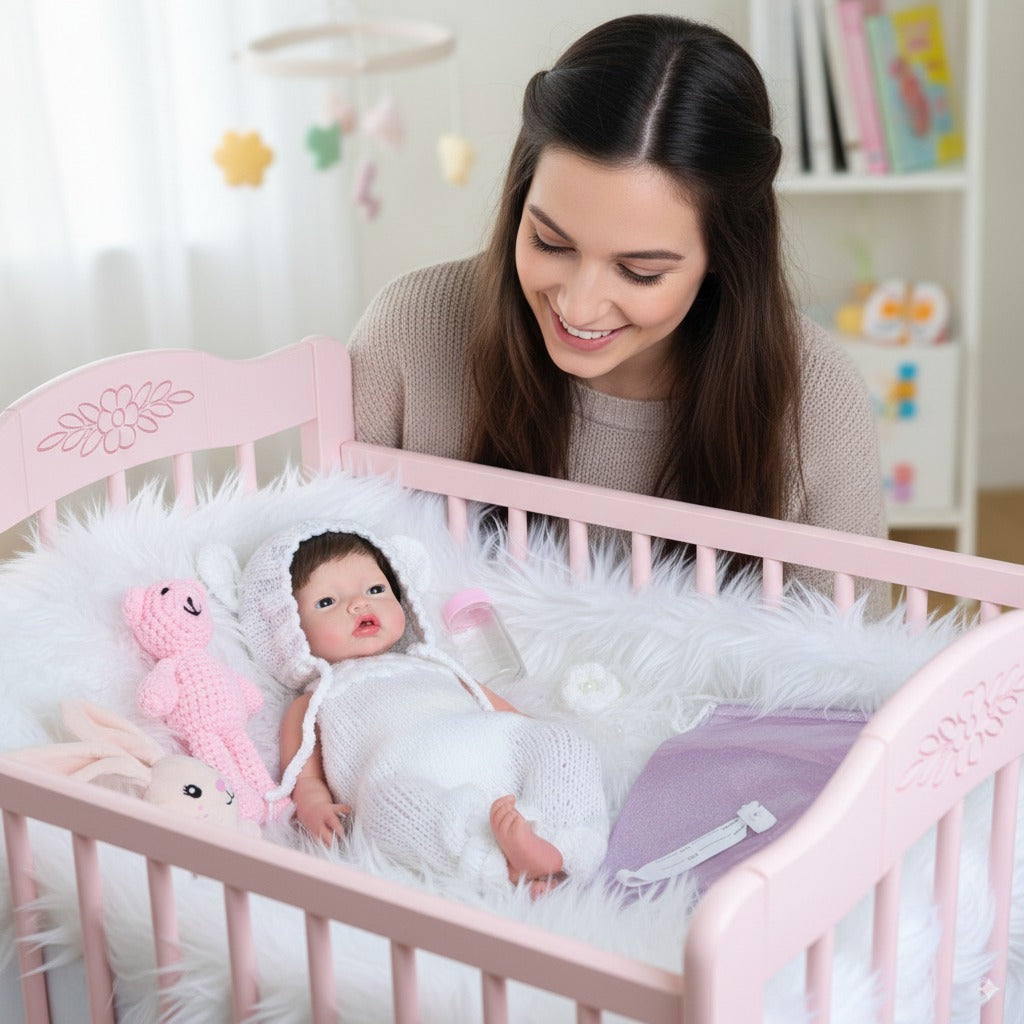 Bebé reborn de Silicona Platino Miel - Sistema Líquidos (BEBE 🍼 y HACE PIS 💦), Pelo Injertado, Pintada a Mano y Bañable -  Mide 44 cm y pesa 2.5 Kg