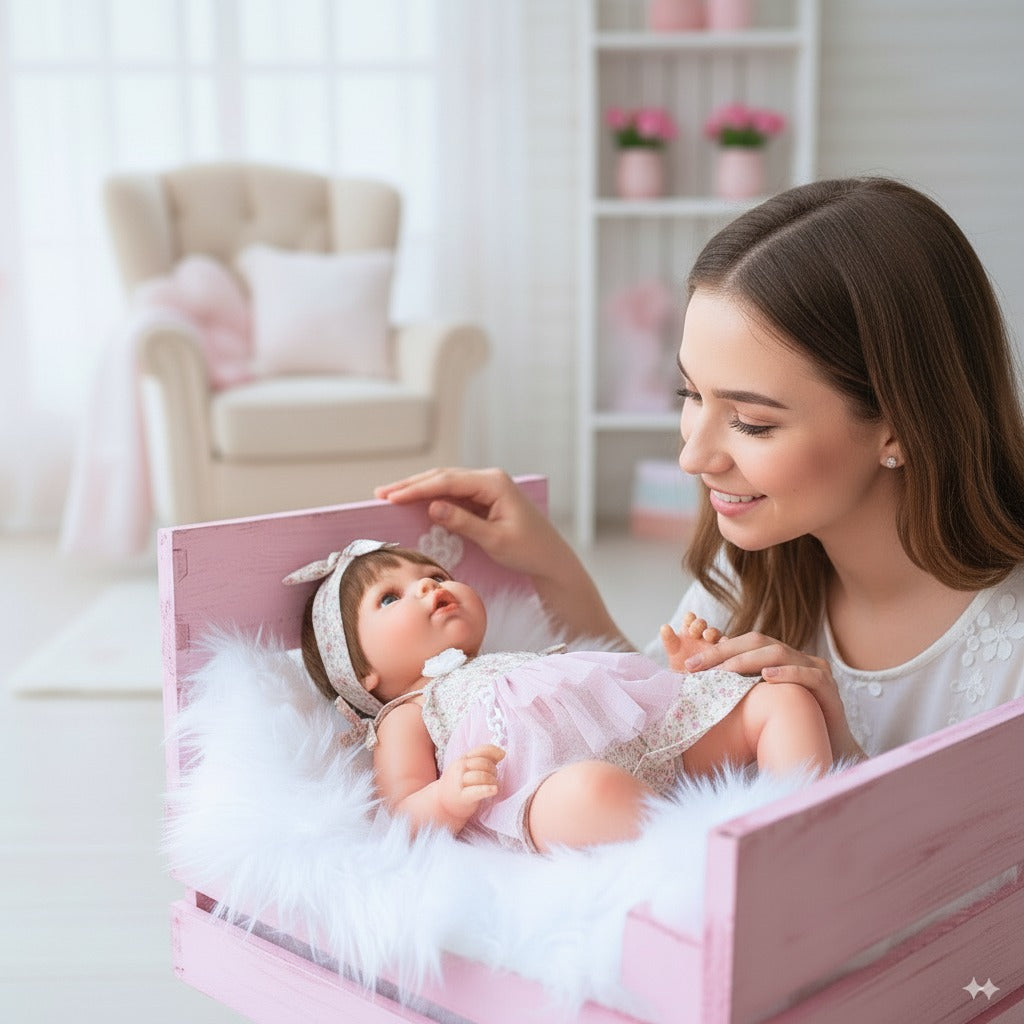 Bebe Reborn Muñeca Reborn Aitana - Vinilo Blando, Cuerpo Completo Vinilo Blando No Flexible  y Bañable - Mide 52cm y pesa 2kg