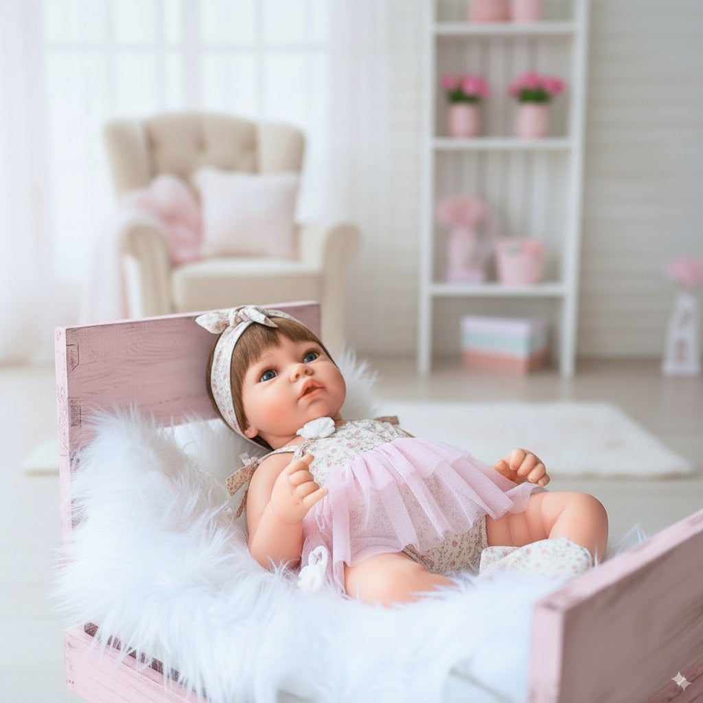 Bebe Reborn Muñeca Reborn Aitana - Vinilo Blando, Cuerpo Completo Vinilo Blando No Flexible  y Bañable - Mide 52cm y pesa 2kg