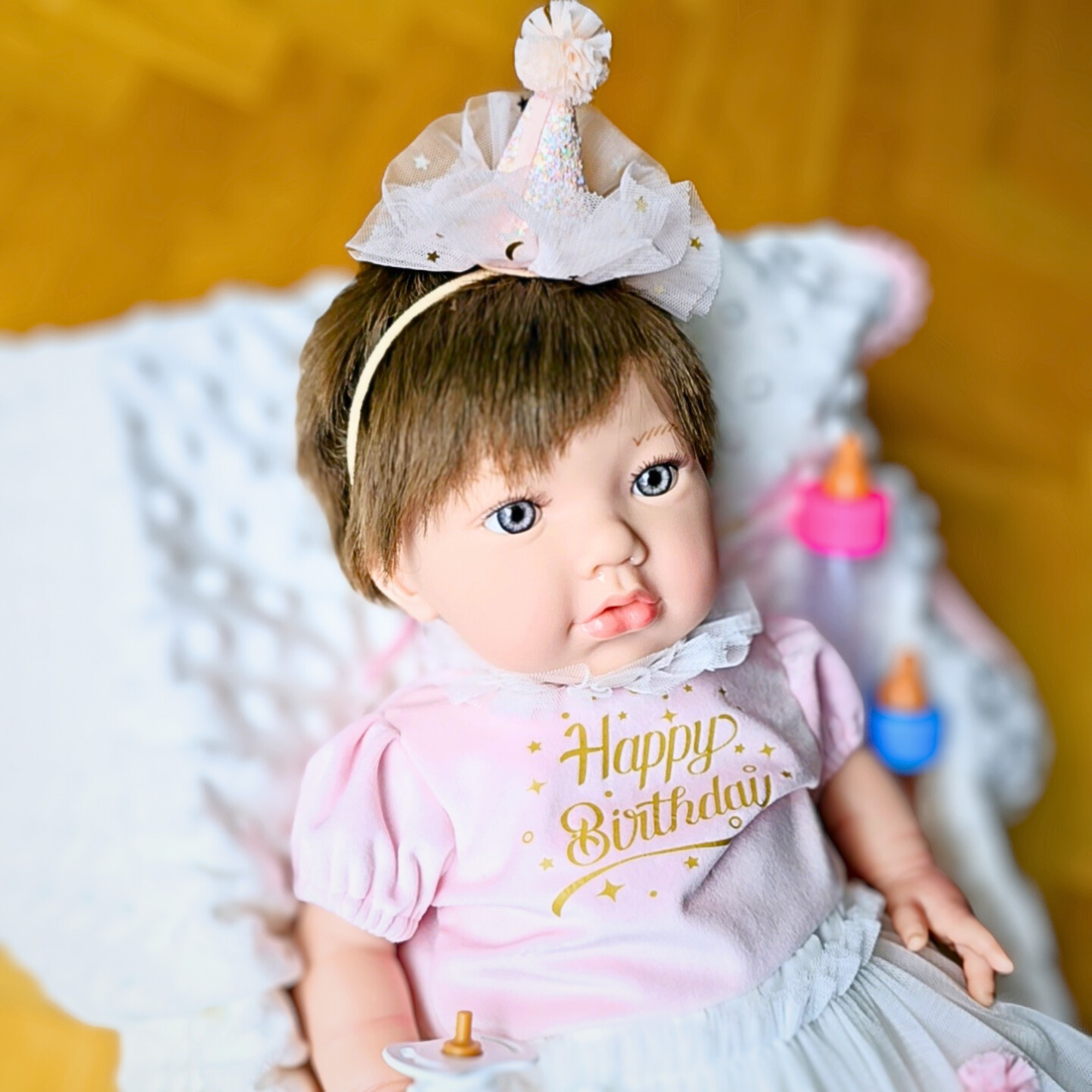 Bebe Reborn Muñeca Reborn Hanna - 48cm y 2kg - Vinilo Blando, Cuerpo Tela y Caida de Cabeza