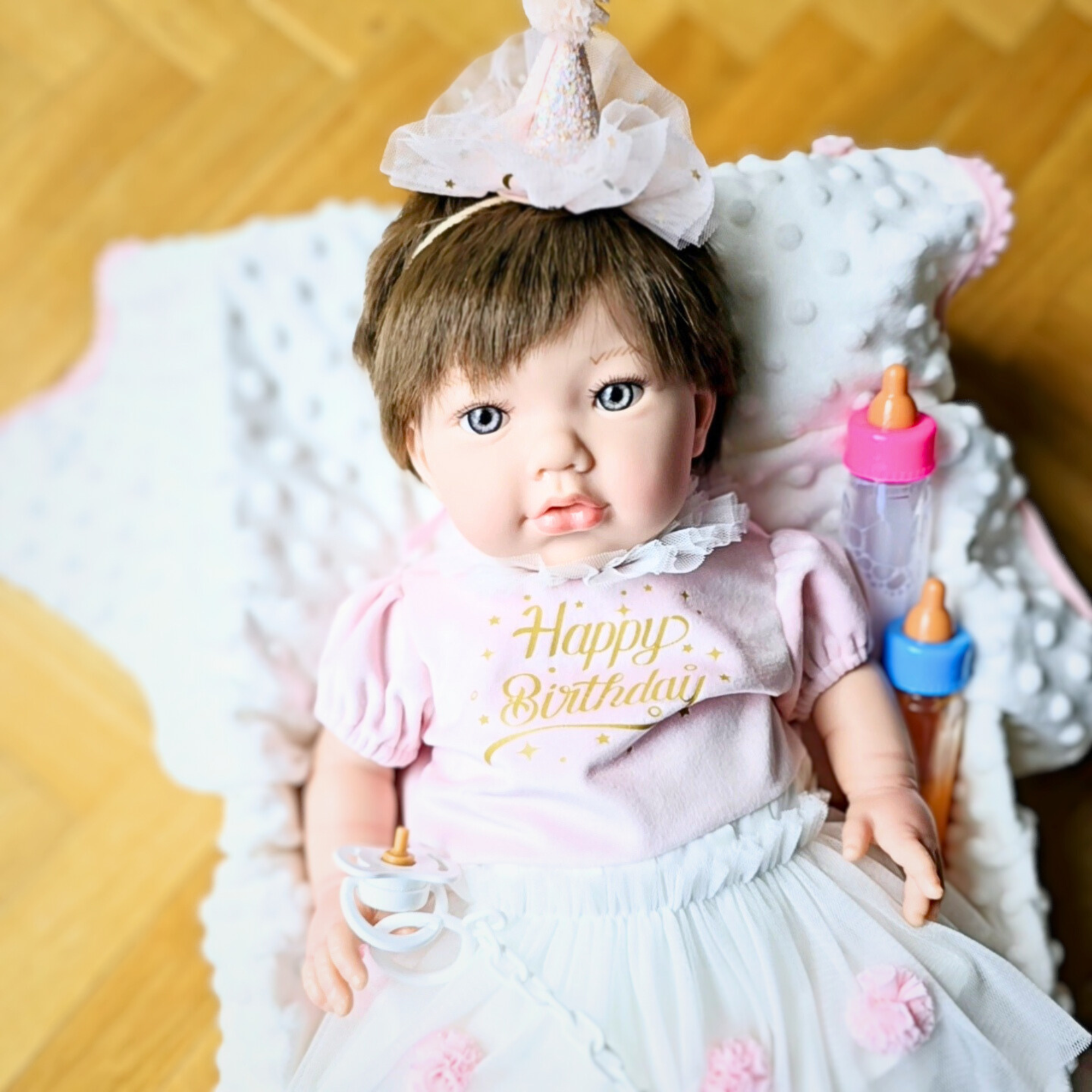 Bebe Reborn Muñeca Reborn Hanna - 48cm y 2kg - Vinilo Blando, Cuerpo Tela y Caida de Cabeza