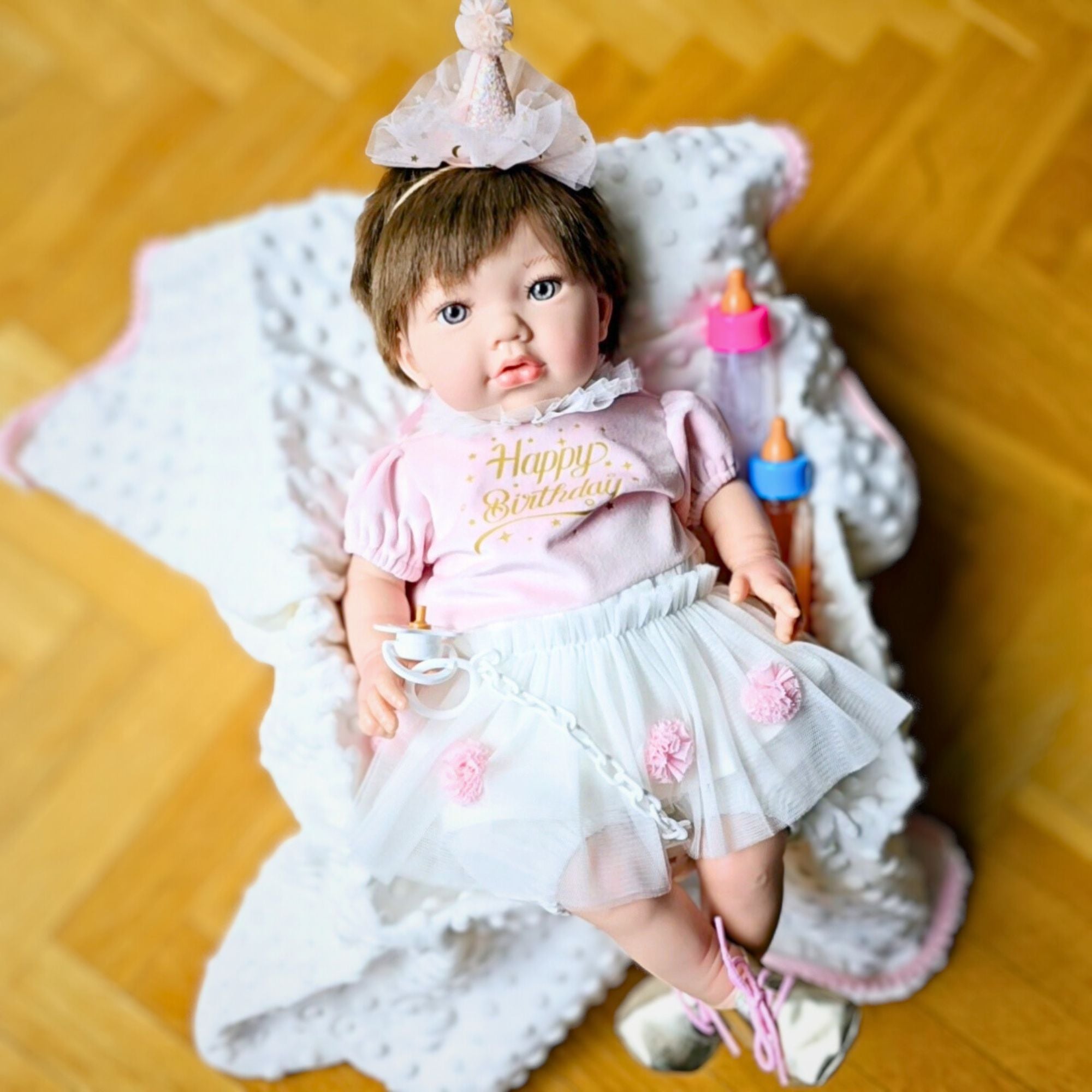 Bebe Reborn Muñeca Reborn Hanna - 48cm y 2kg - Vinilo Blando, Cuerpo Tela y Caida de Cabeza
