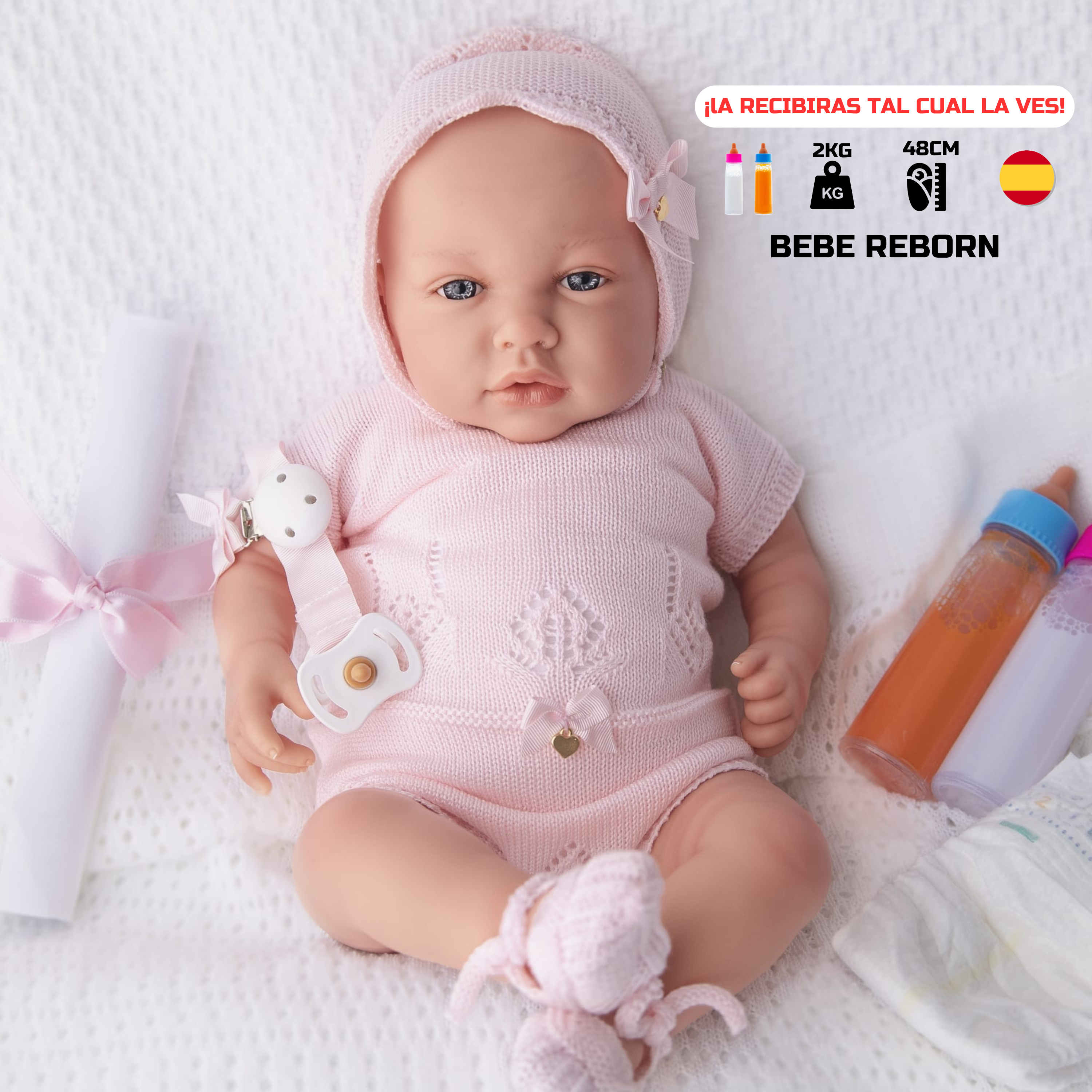 Bebe Reborn Reborn Doll Jimena - 48CM and 2KG - SILICONE VINYL - FALL HEAD and HAIR