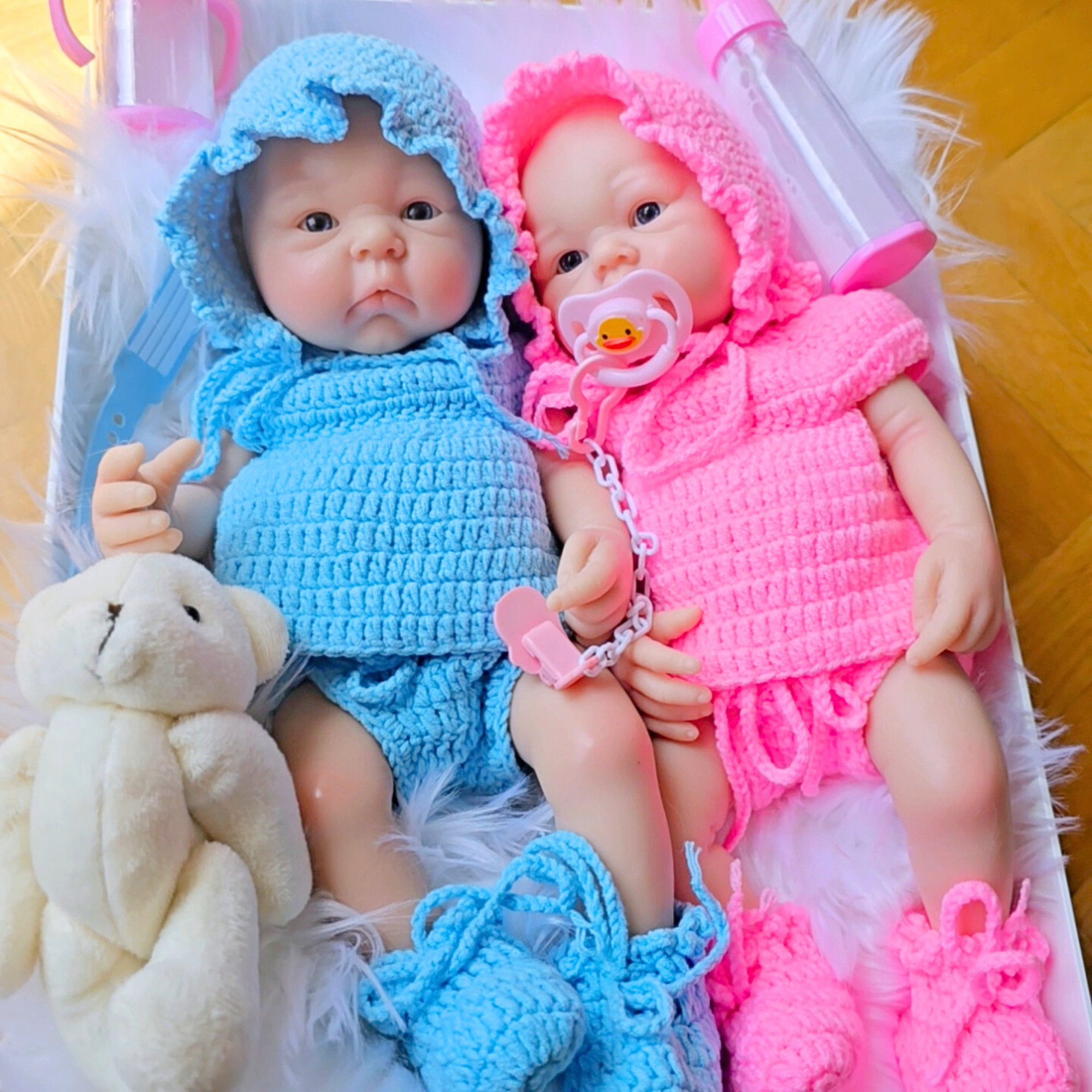 Bebé reborn de Silicona Platino Daniel - Sin Pelo y Bañable - Mide 33 cm y pesa 1.2 Kg - Set Accesorios de REGALO