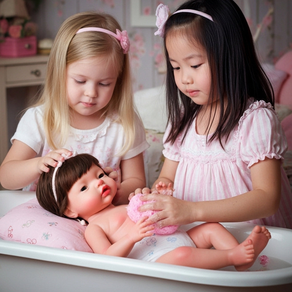 Bebé reborn de Silicona Platino Miel - Sistema Líquidos (BEBE 🍼 y HACE PIS 💦), Pelo Injertado, Pintada a Mano y Bañable -  Mide 44 cm y pesa 2.5 Kg