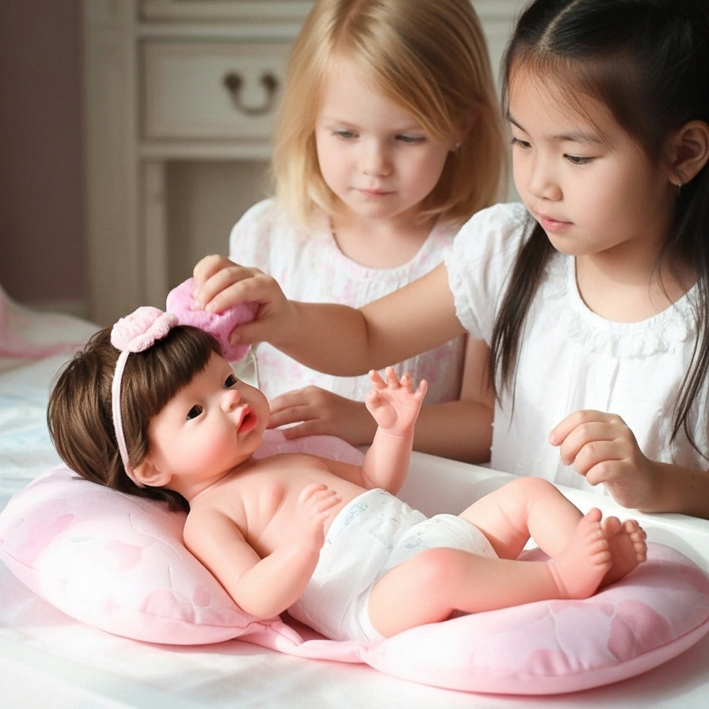 Bebé reborn de Silicona Platino Miel - Sistema Líquidos (BEBE 🍼 y HACE PIS 💦), Pelo Injertado, Pintada a Mano y Bañable -  Mide 44 cm y pesa 2.5 Kg