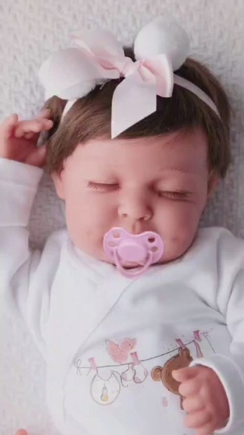 Bebe Reborn Estrella Reborn Doll - 48CM and 2KG - MAGNETIC PACIFIER, SILICONE VINYL, HEAD DROP, WITH HAIR AND CLOSED EYES 