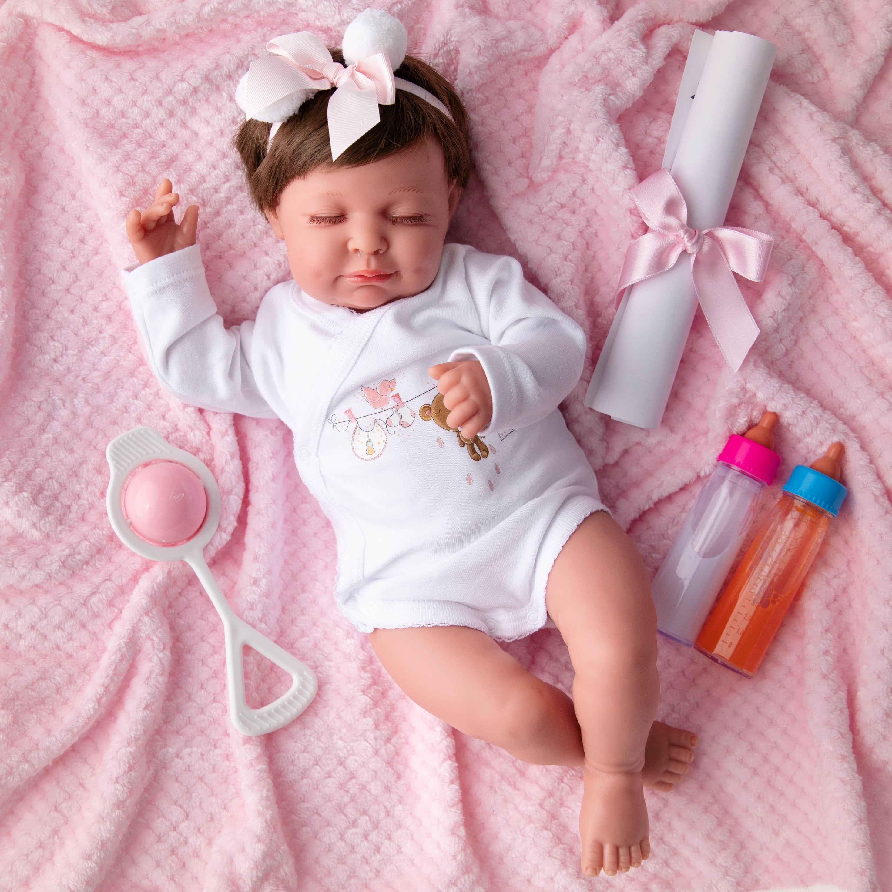 Reborn Baby Doll Reborn Star - 48CM and 2KG - SILICONE VINYL, FALLING HEAD WITH HAIR AND CLOSED EYES
