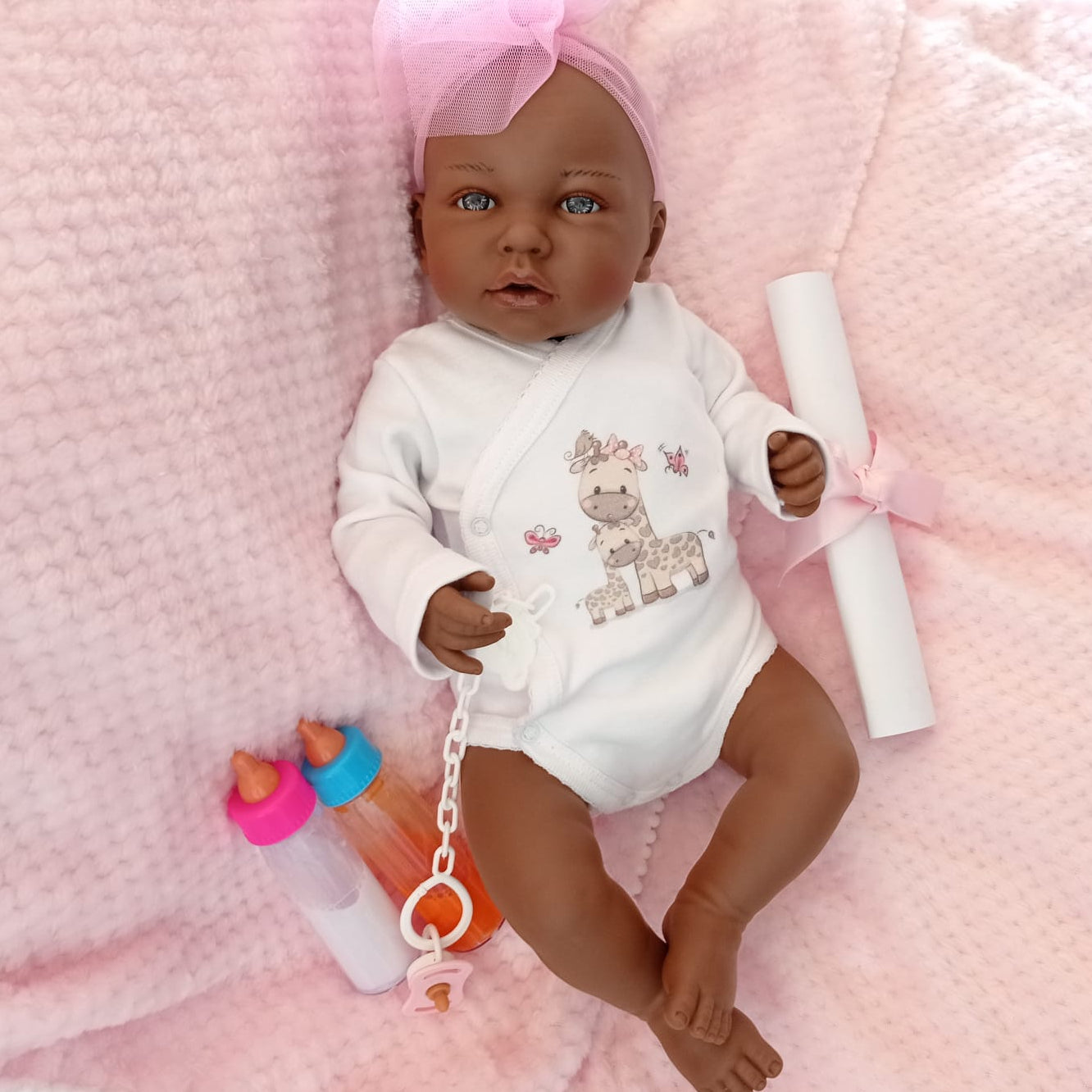 Reborn Baby Doll Reborn Africa - 48CM and 2KG - VINYL and HEAD FALL EFFECT