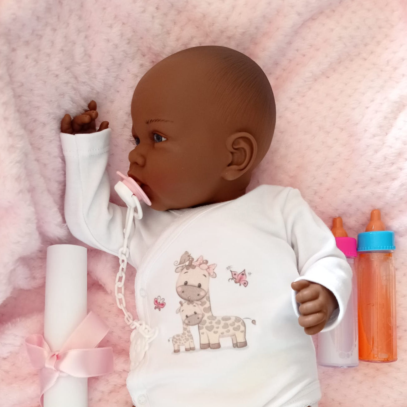 Reborn Baby Doll Reborn Africa - 48CM and 2KG - VINYL and HEAD FALL EFFECT